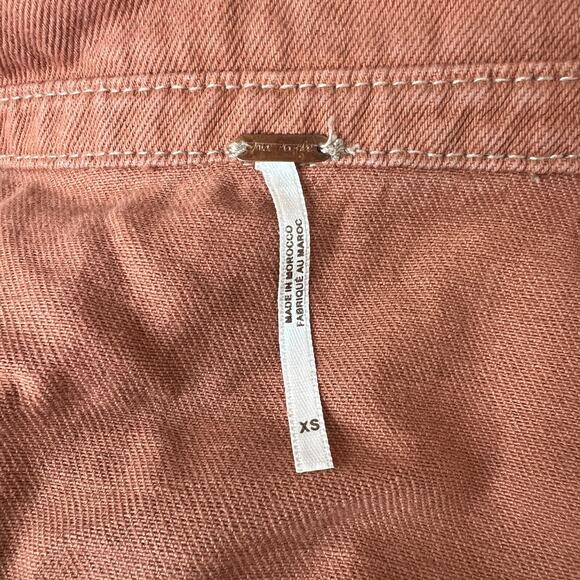 Free People Denim Slouchy Eisenhower Jacket Terracotta Brown Womens XS - Picture 6 of 8
